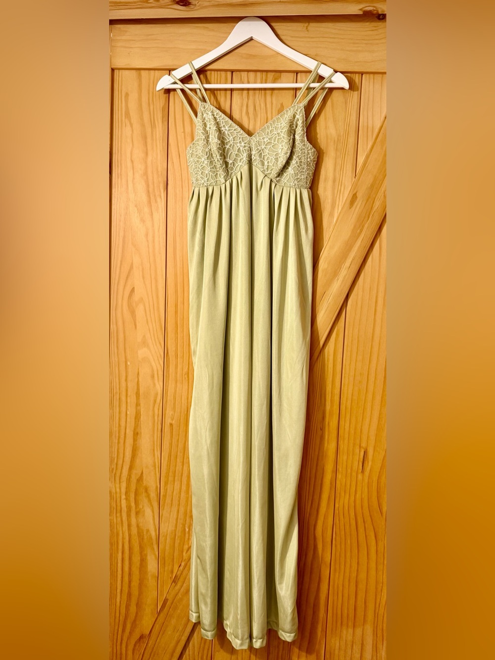 Romantic vintage sage green maxi slip dress/nightgown